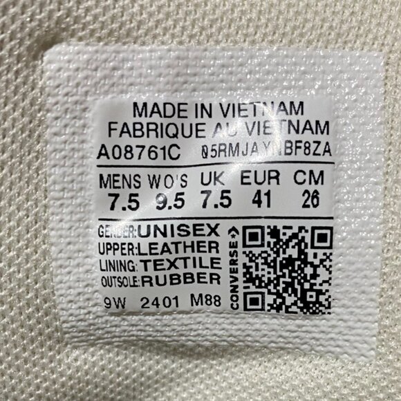 Converse CTAS TecTuff Twill High Tops - White M7.5 / W9.5 - Picture 9 of 9